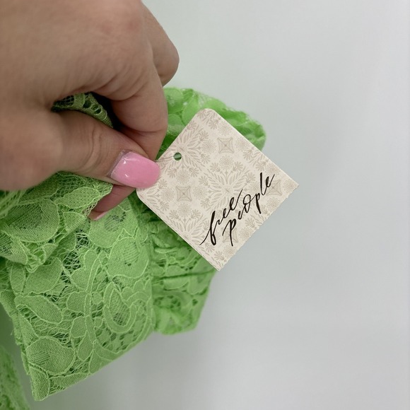 Free People Women's Melona Green Out West Lace Button-Up Blouse Size Small NEW - Picture 9 of 12